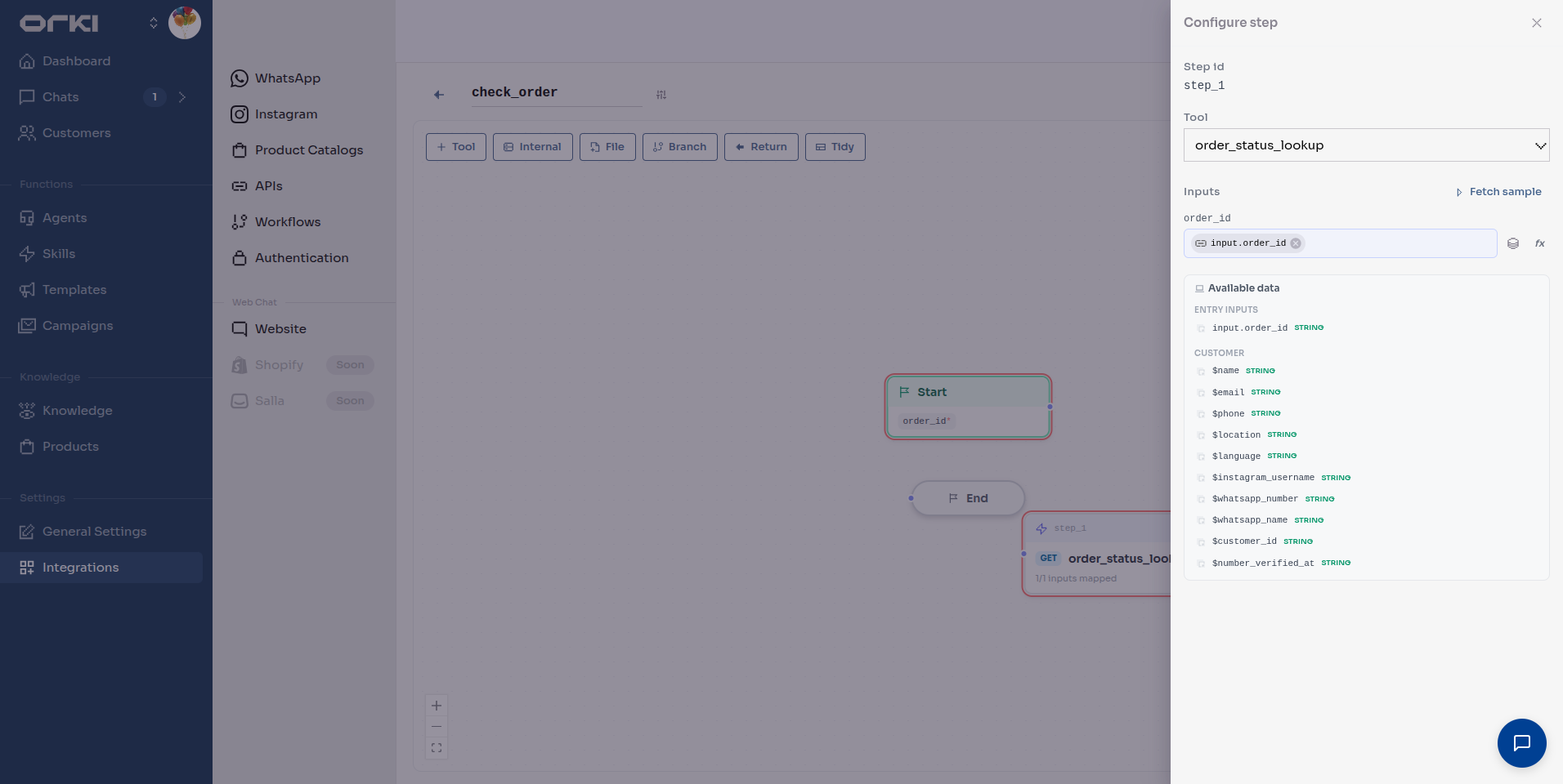 Step configuration drawer with data mapping