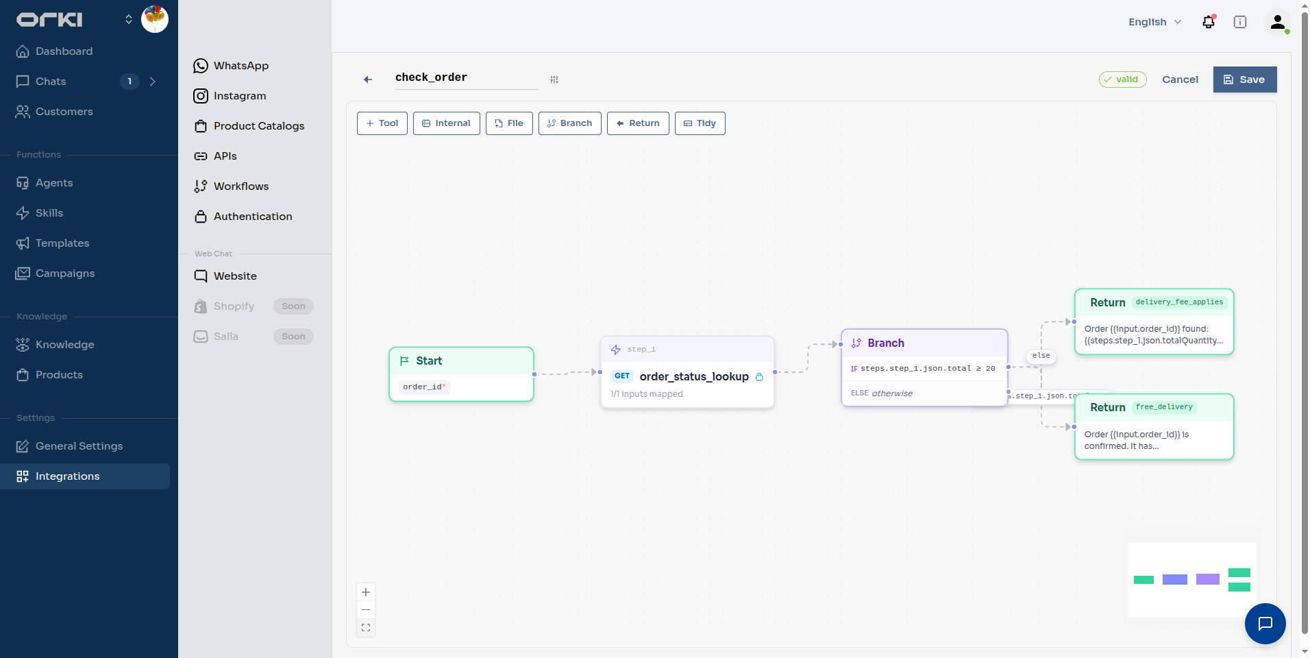 check_order workflow on the canvas
