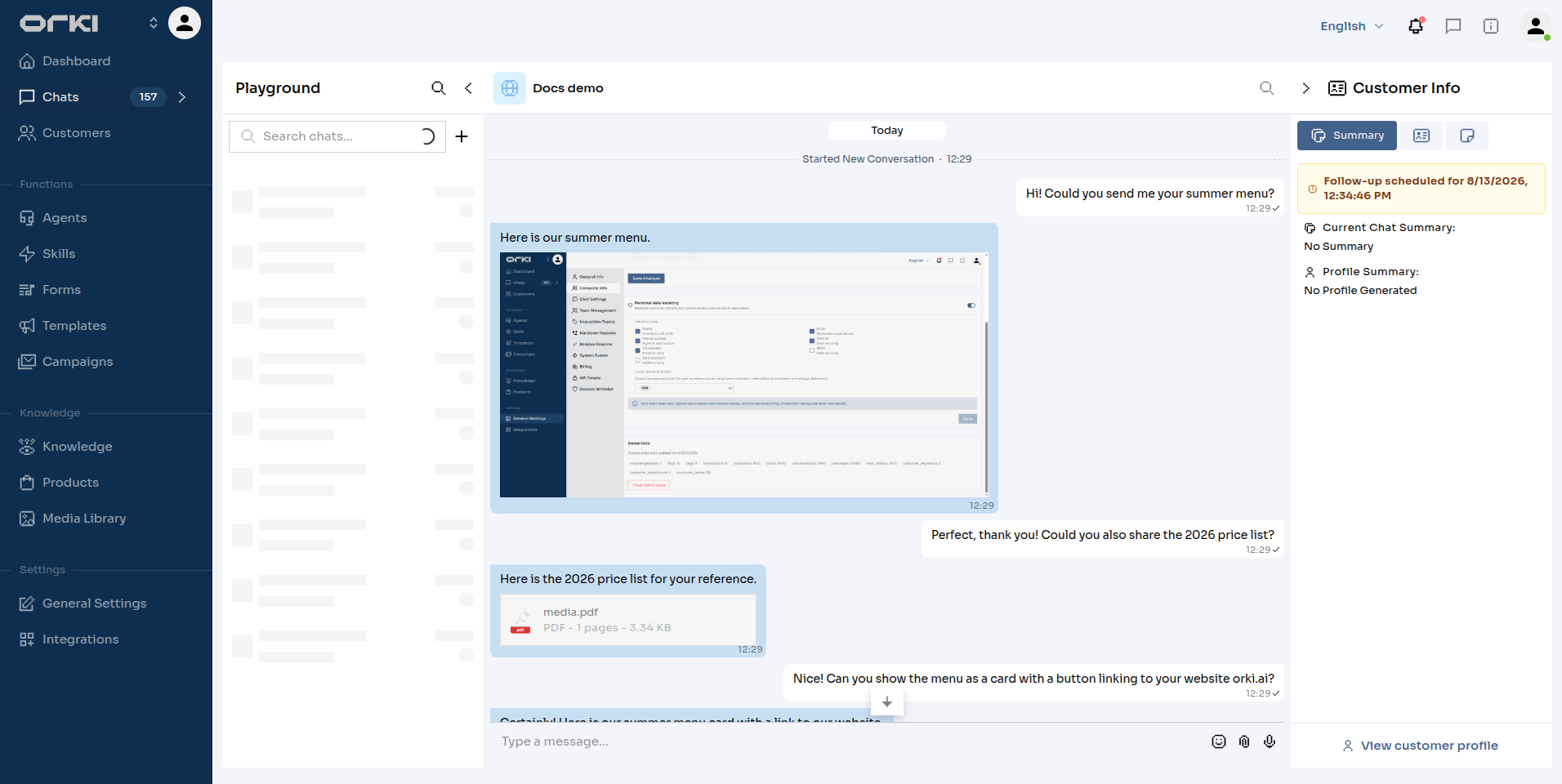 Agent sending an image and a PDF