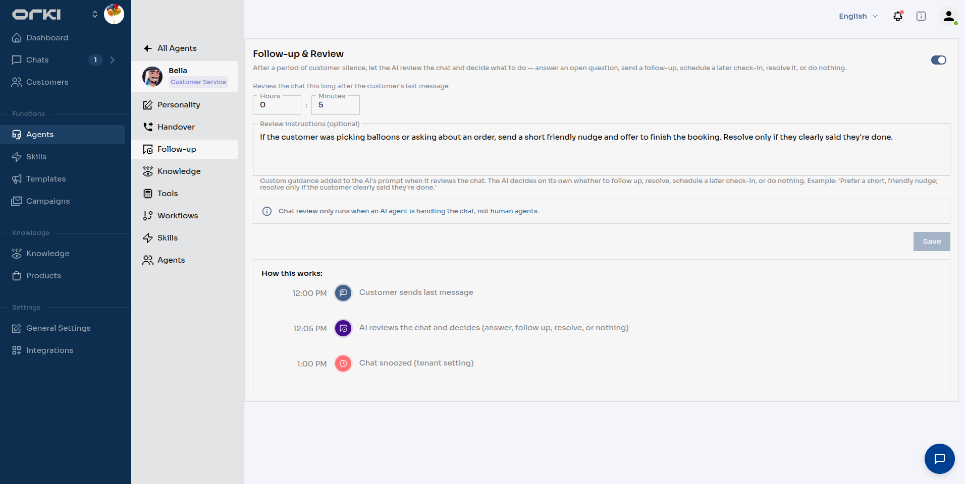 Follow-up & Review settings