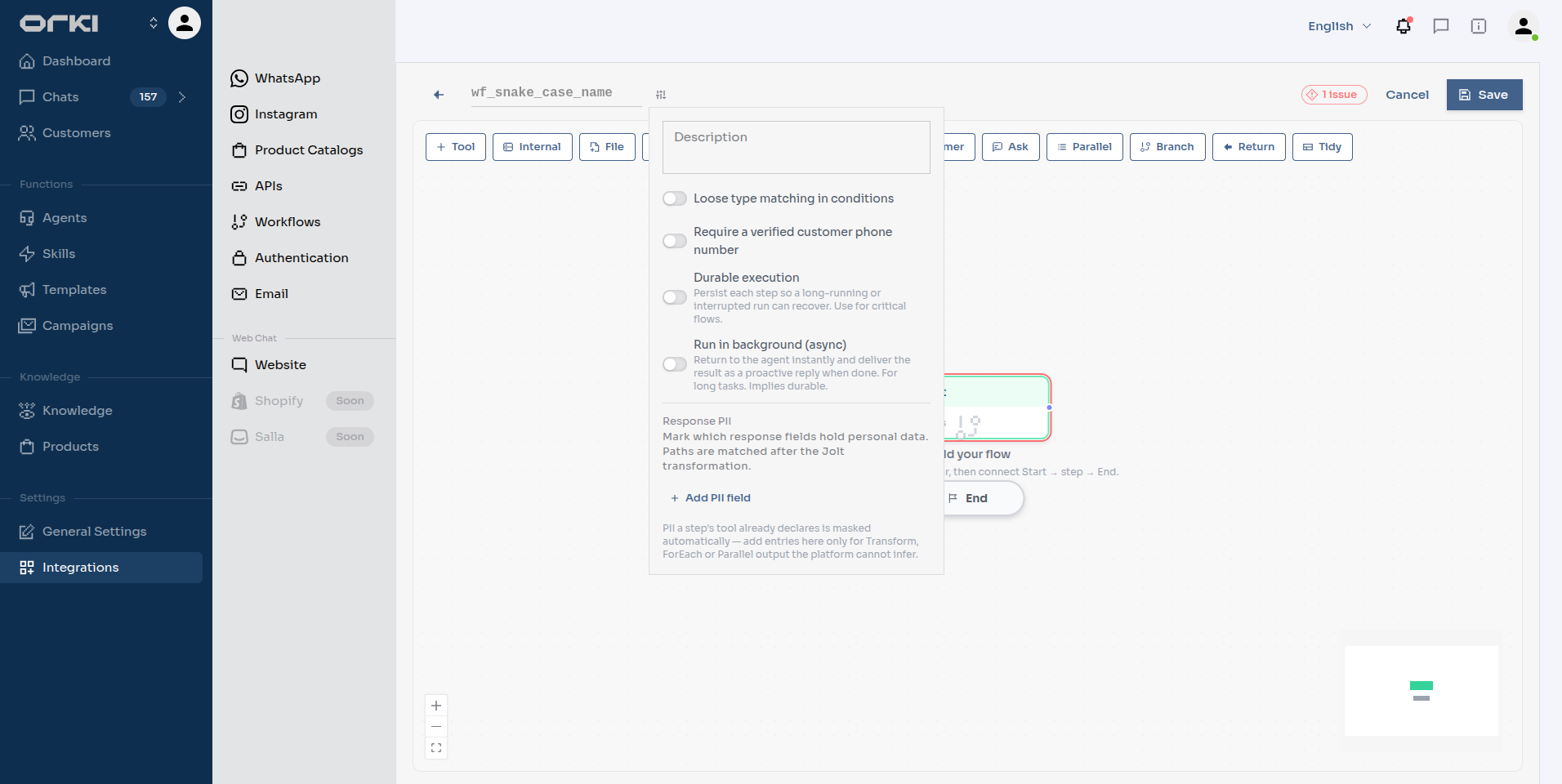 Workflow settings with durable execution