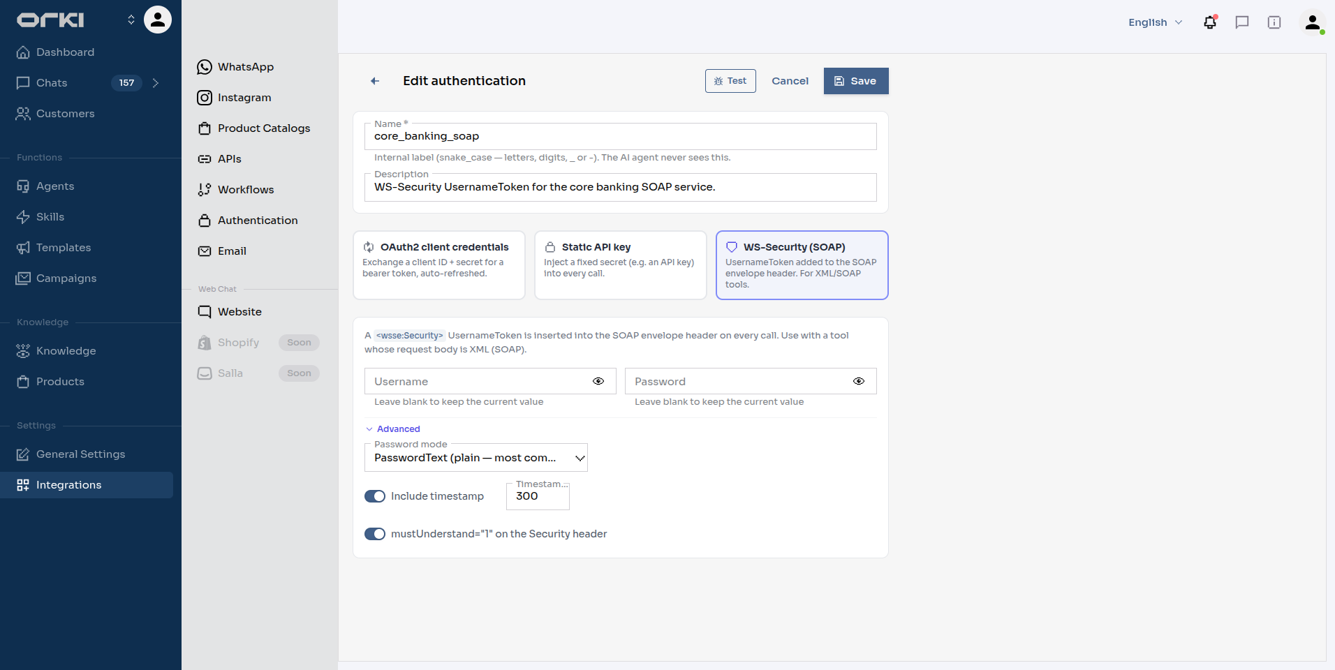 WS-Security provider form